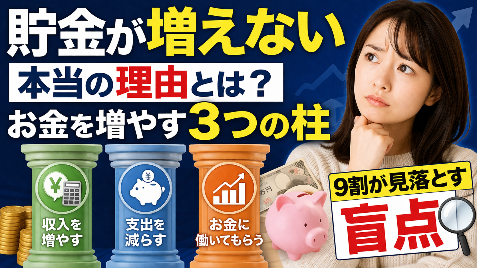 貯金が増えない本当の理由とは？お金を増やす3つの柱と9割が見落とす盲点